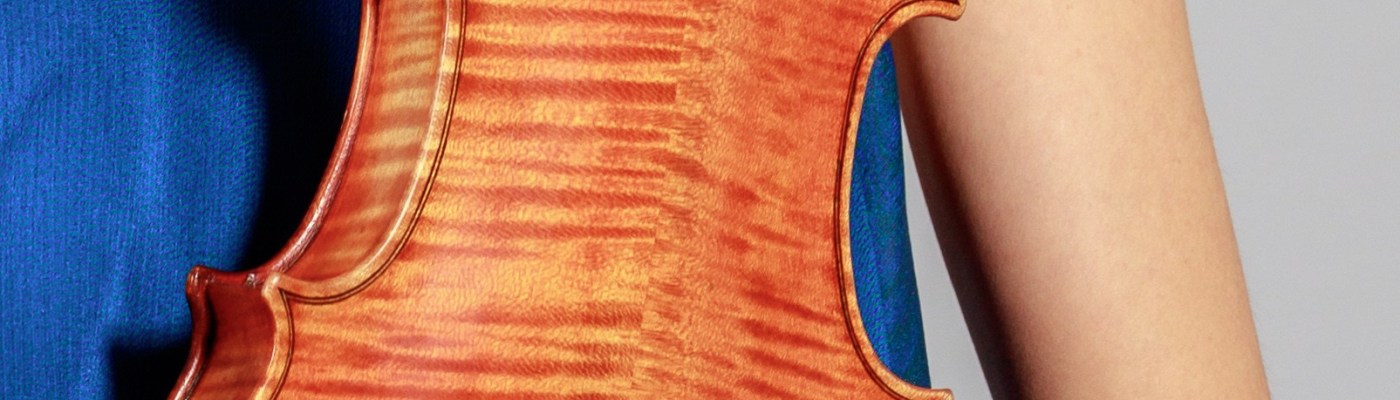 Junge Frau hält eine Violine im Arm